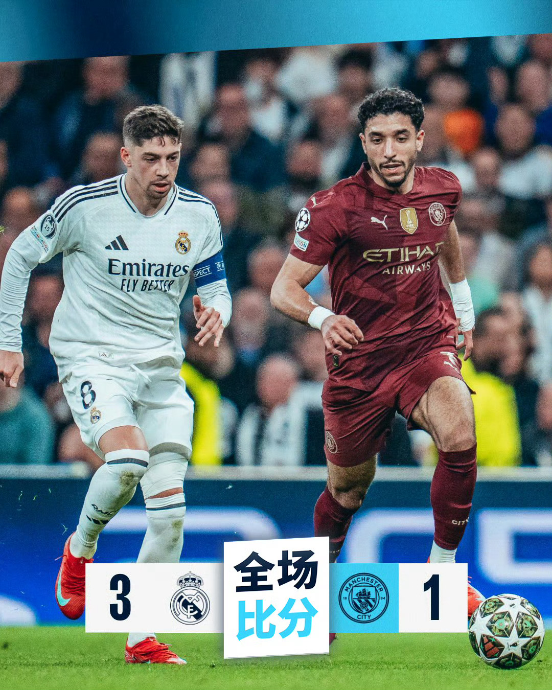 曼城横扫对手，晋级欧冠半决赛！